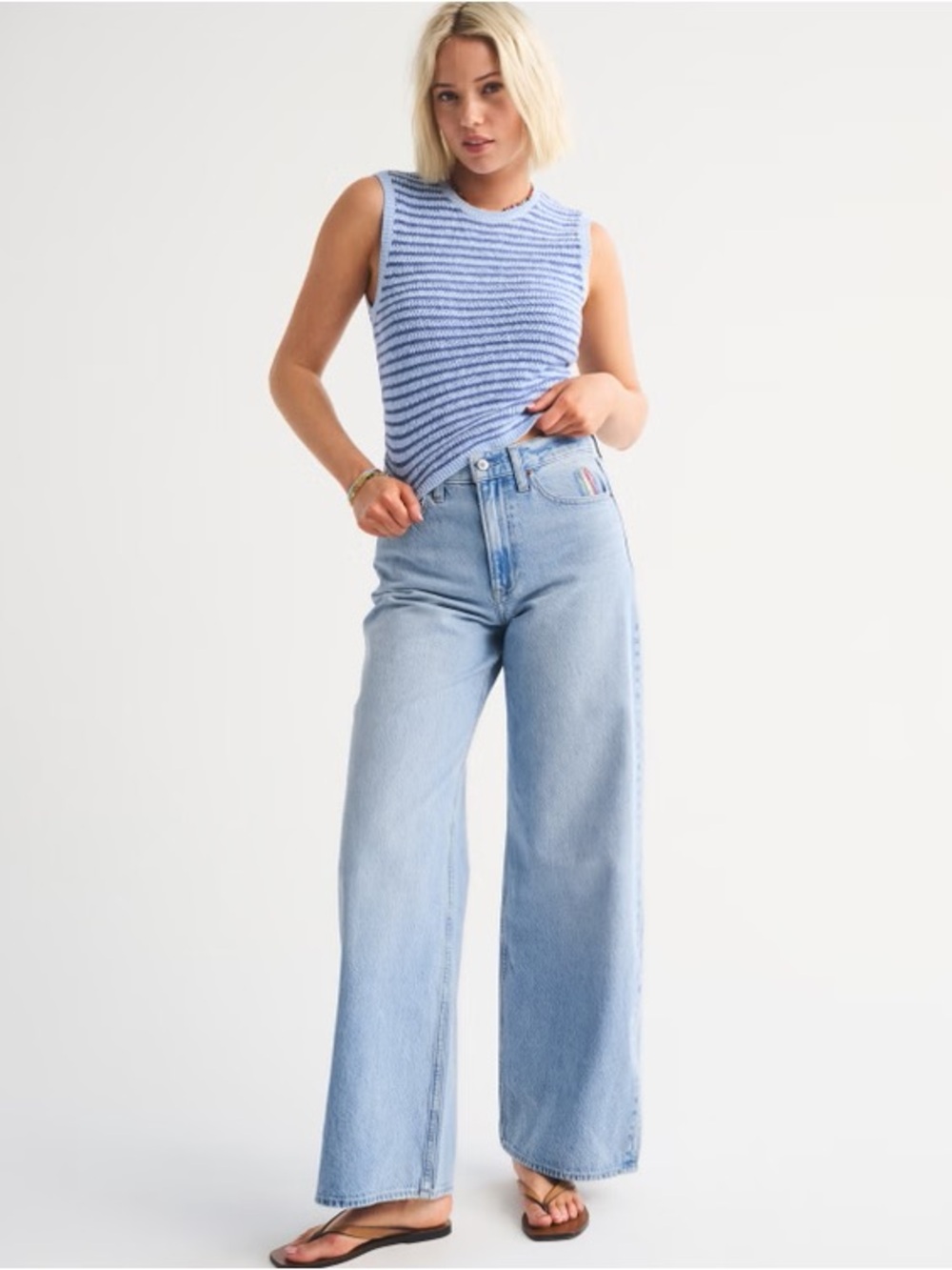 Abercrombie The Wide Leg High Rise Light Wash Jeans 29